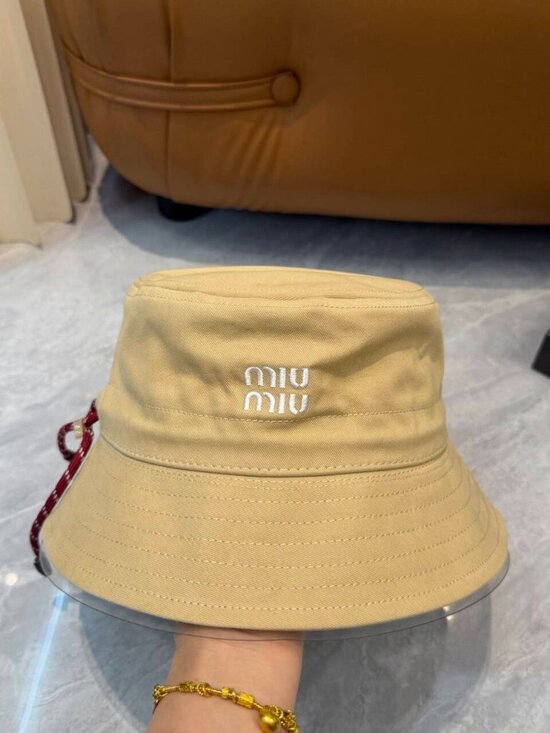 Miu Miu Beige Bucket Hat with Drawstring | Sun Hat main image 5